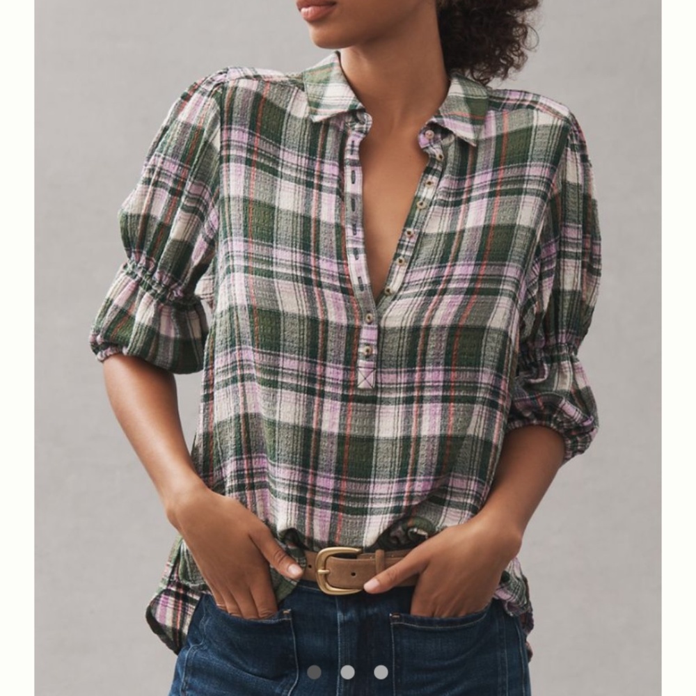 Pilcro Anthropologie Tallulah Puff Sleeve Top